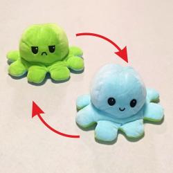 Oboustranná plyšová chobotnice modro-zelená