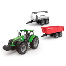 Farmářský traktor se dvěma přívěsy