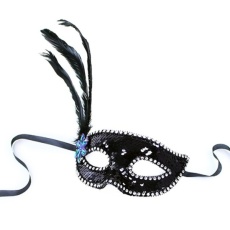 Maska plesová s peřím černá/fialová