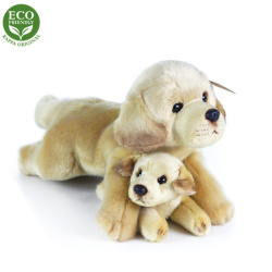 Plyšový pes labrador s mládětem ležící 25 cm ECO-FRIENDLY