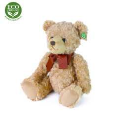 Plyšový medvěd retro s mašlí sedící 30 cm ECO-FRIENDLY