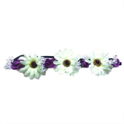 čelenka květina fialovo-bílá 3 větší květy