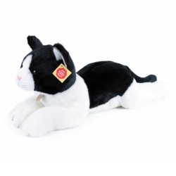 Plyšová kočka ležící černo-bílá 35 cm ECO-FRIENDLY